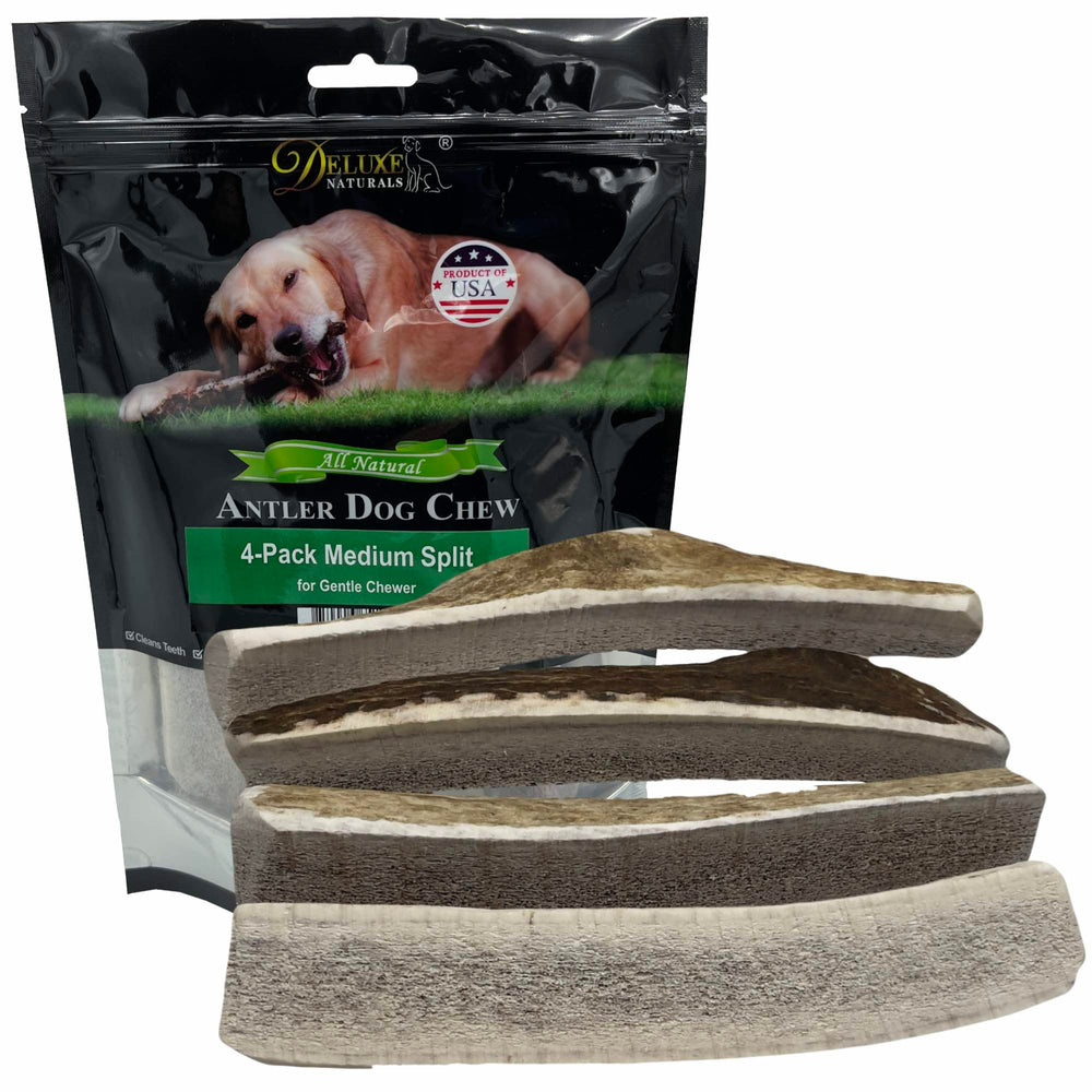 Deluxe Naturals corne elan tranche moyenne vue produit utile pour petits chiens.