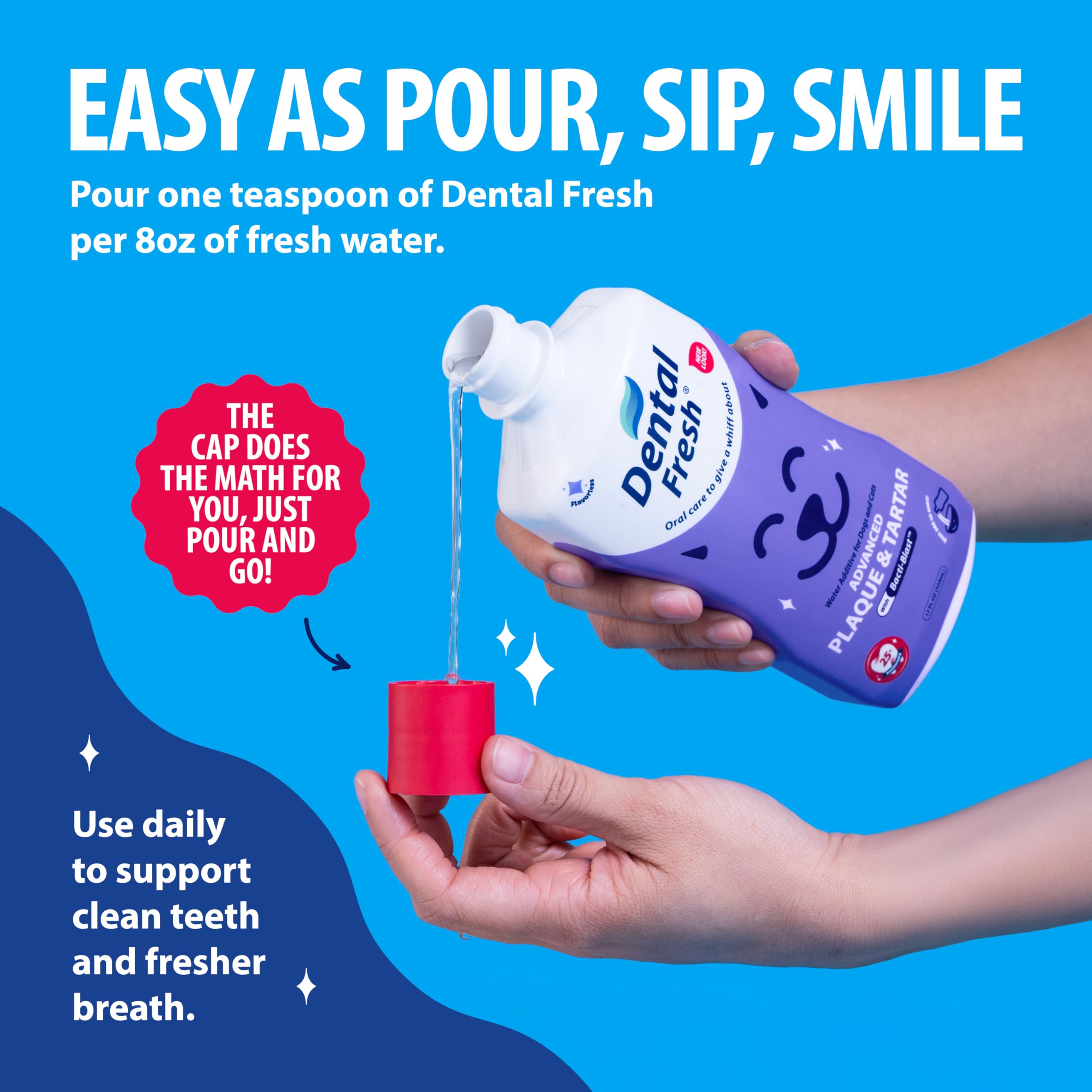 Dental Fresh Additif Eau Bol Chat: améliore l'haleine et facilite l'hygiène dentaire féline.
