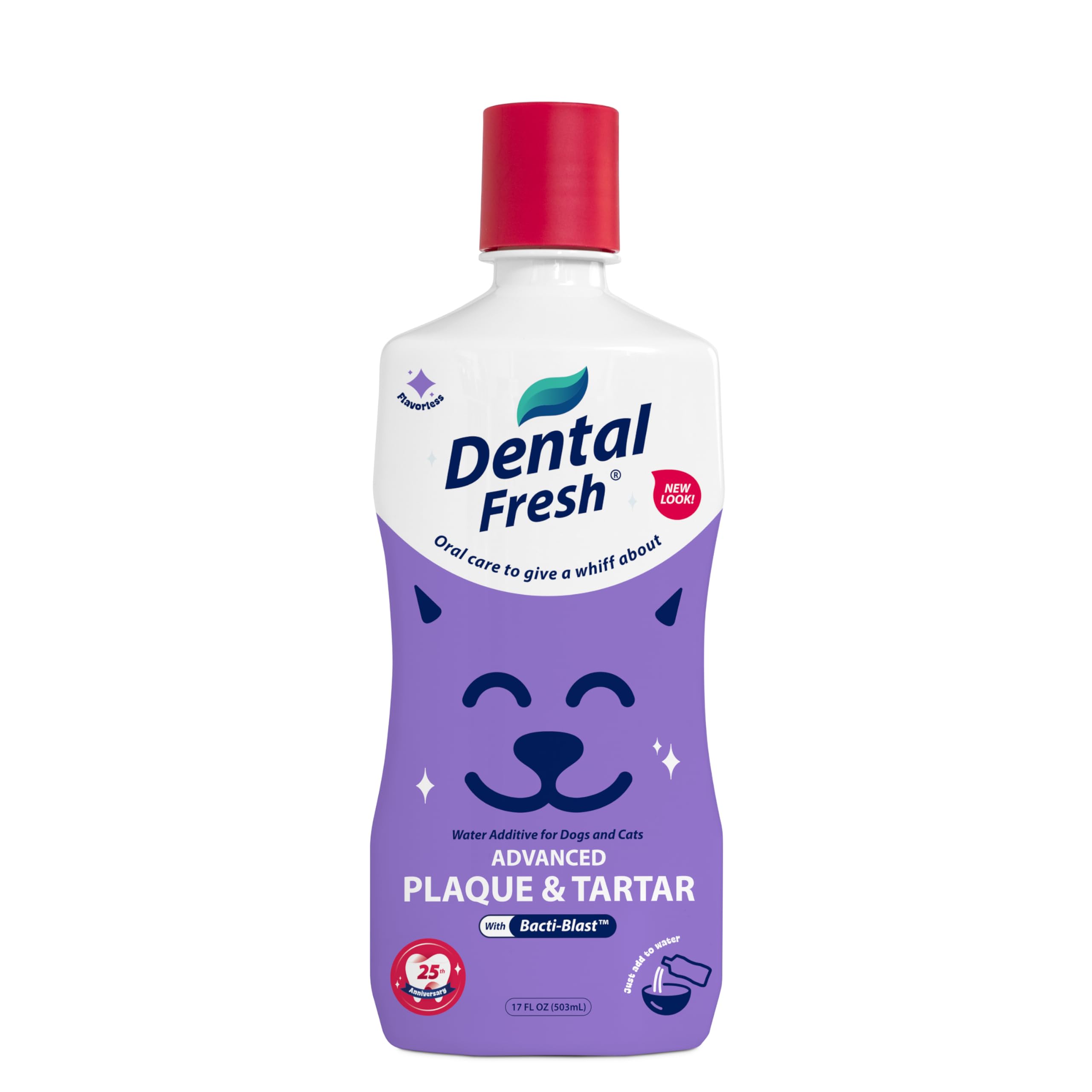Dental Fresh Additif Eau, bouteille 17 oz prête à l'emploi pour chiens et chats.
