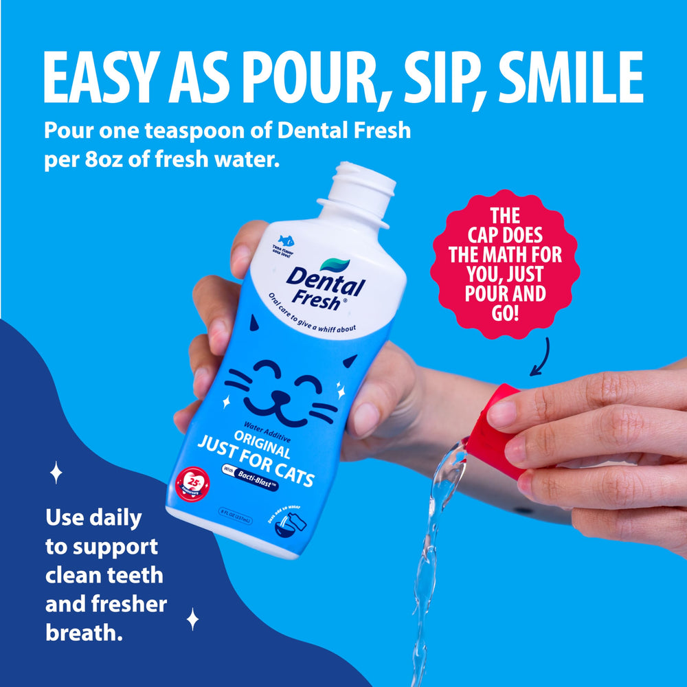 Capuchon-doseur Dental Fresh montré pour mesurer la dose.