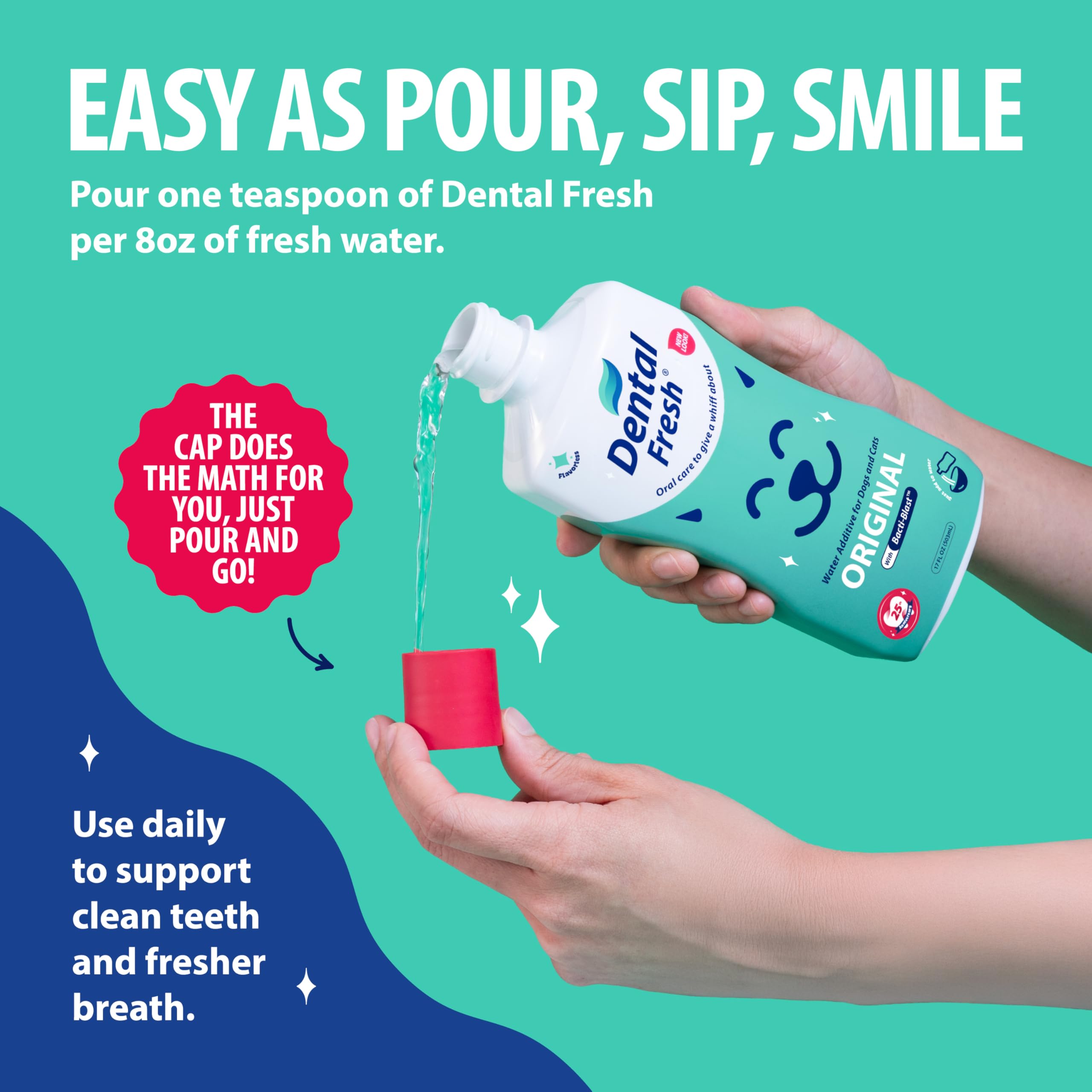 Dental Fresh – solution neutre sans arômes, intégration facile au boire quotidien.