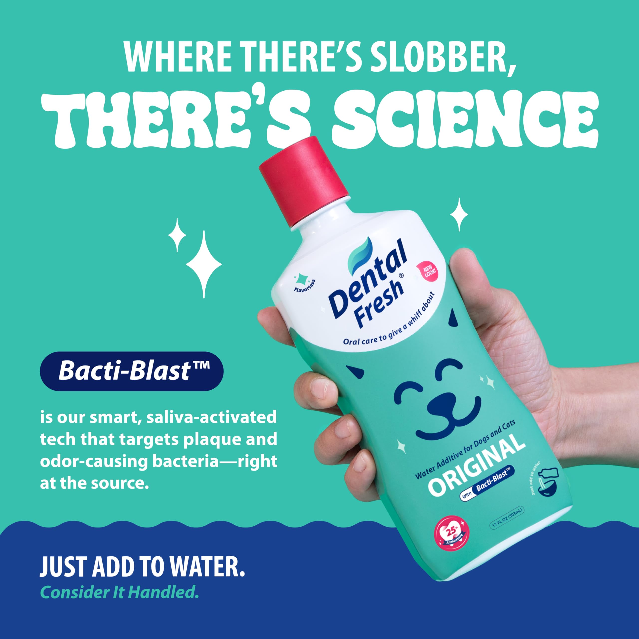 Dental Fresh usage quotidien – boisson hydratante approuvée pour chiens et chats.