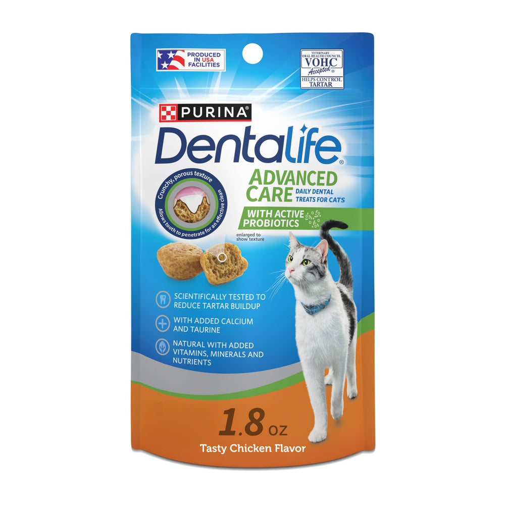 Dentalife chat poulet sachets: friandises dentaires pratiques et savoureuses pour chats.