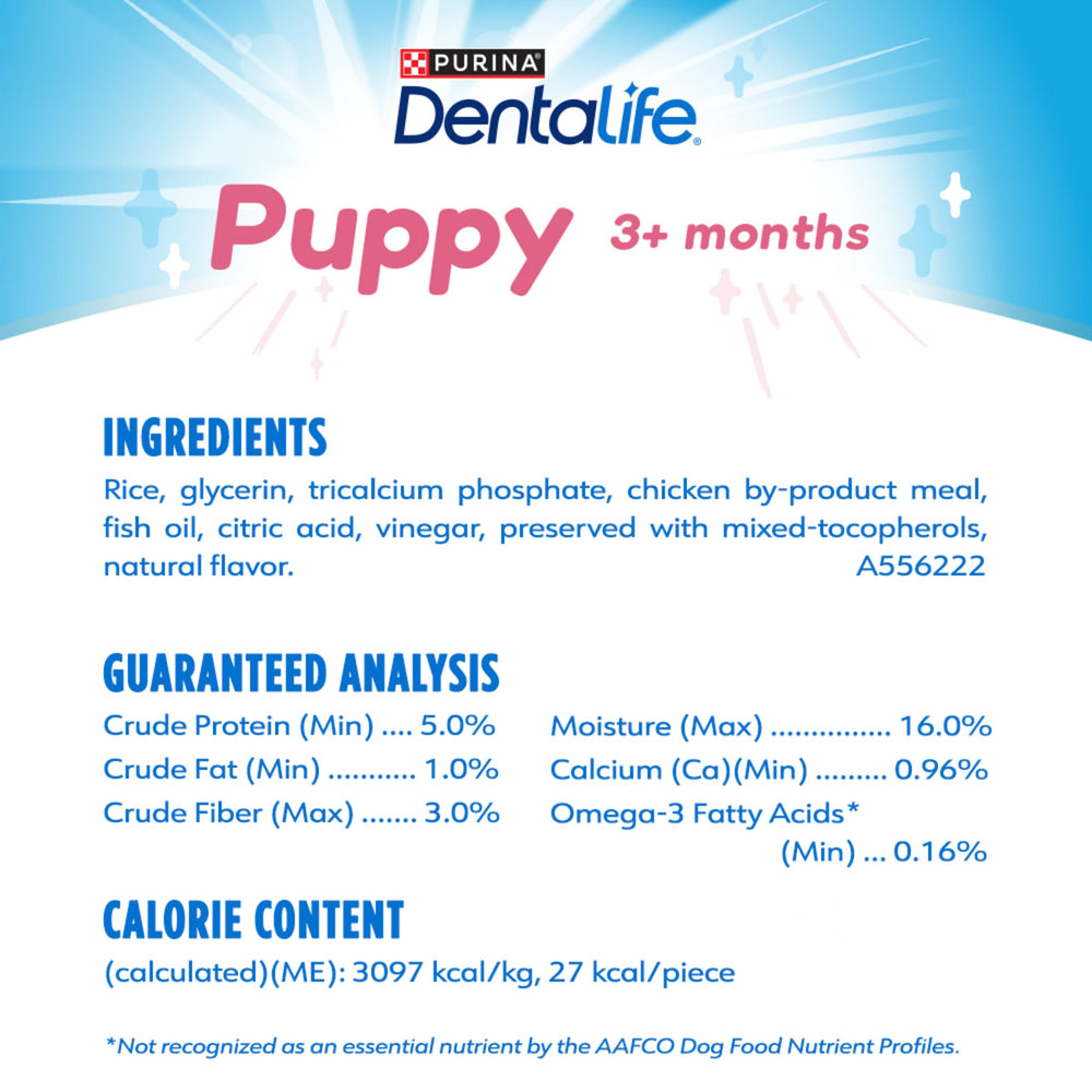 Dentalife chiot mastic petite taille idéale pour les chiots de petites races.