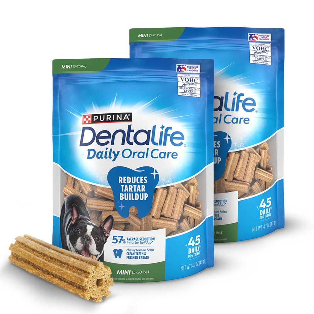Dentalife emballage refermable montrant le sachet goût poulet