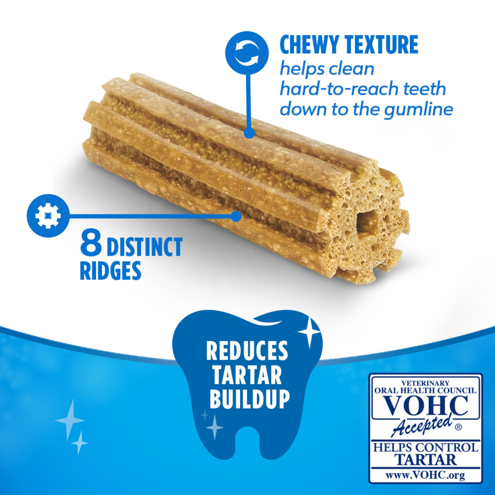 Friandises dentaires Dentalife pour petites et moyennes races avec texture efficace.