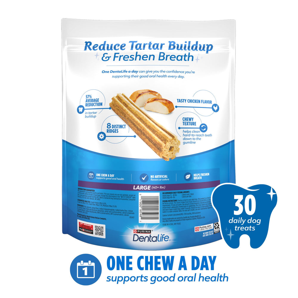 DentaLife paquet de 30 bouchées au poulet, pratique à emporter.