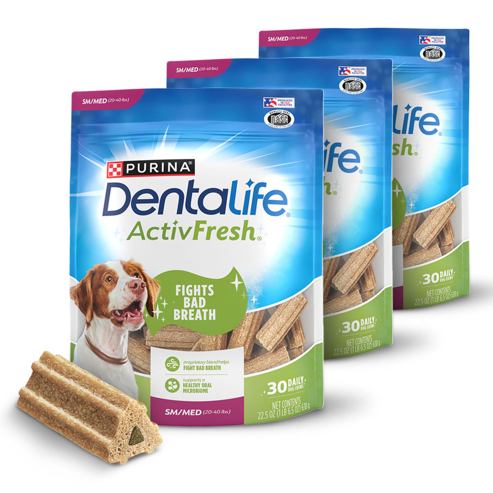 DentaLife ActivFresh lot triple, vue produit, haleine plus fraîche pour chiens.