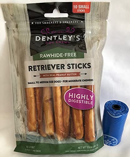 Dentley Retriever Sticks au beurre de cacahuete reel, mastication durable pour chiens moderes