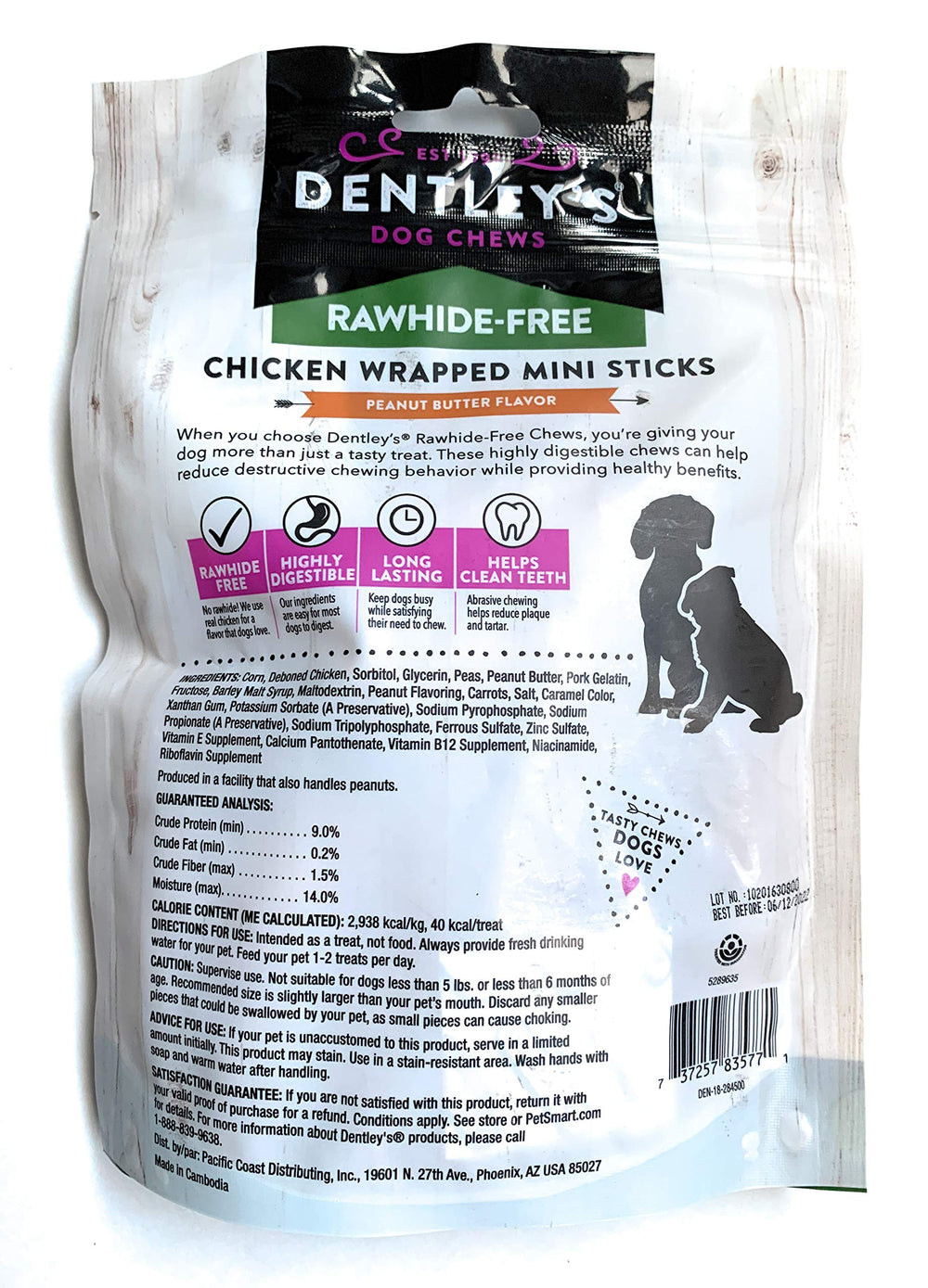 Texture riche du baton poulet beurre cacahuete, idéale pour la mastication durable.