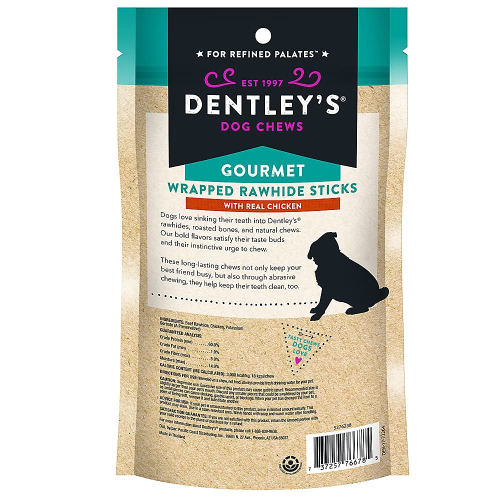 DENTLEY'S torsades peau brute au poulet pour petit chien — goût savoureux et moment de jeu.