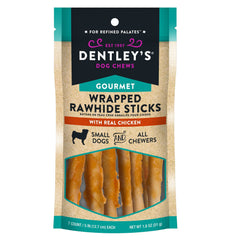 DENTLEY'S torsades peau brute au poulet pour petit chien — séance de mastication longue.