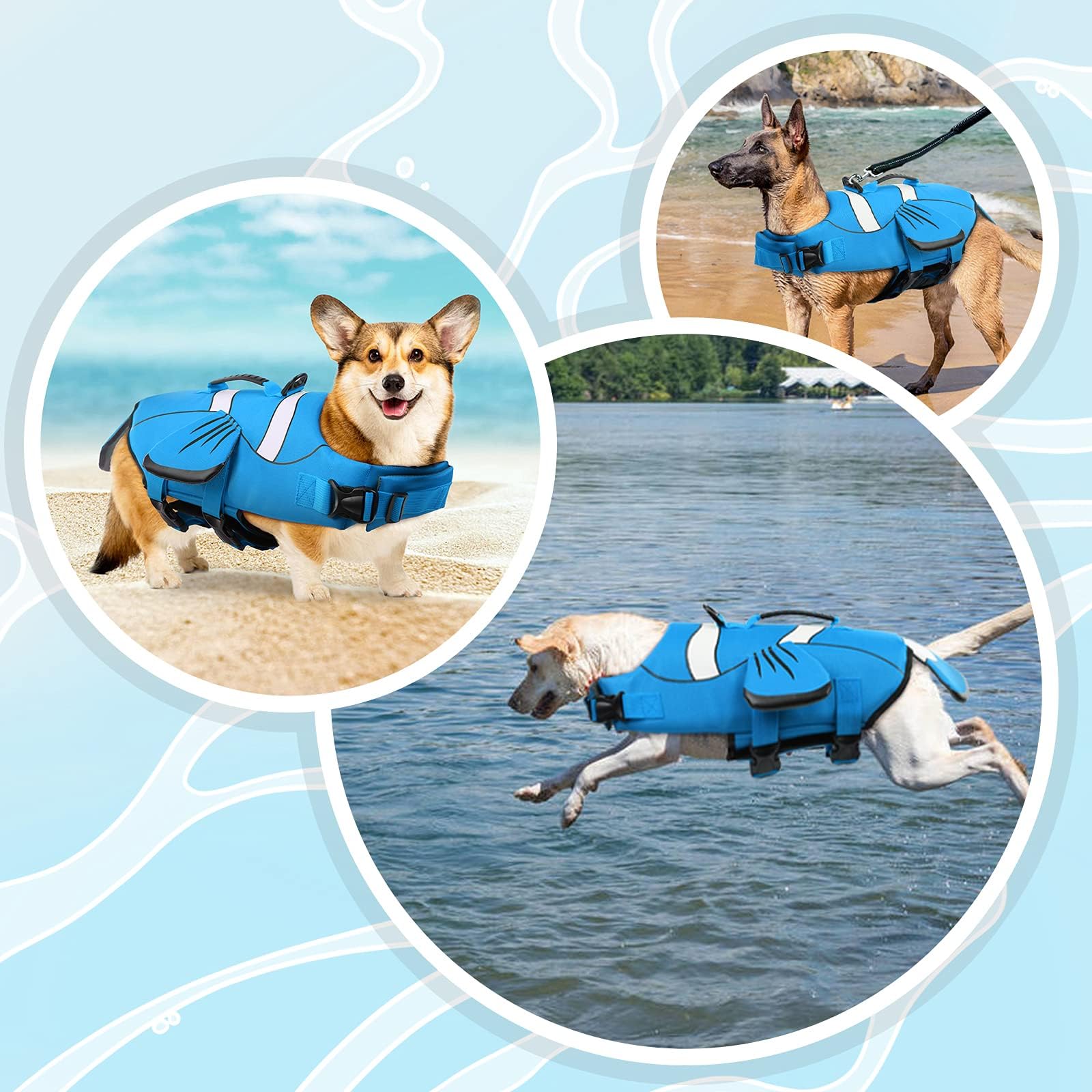DENTRUN gilet grand chien, idéal pour plage, bateau et piscine