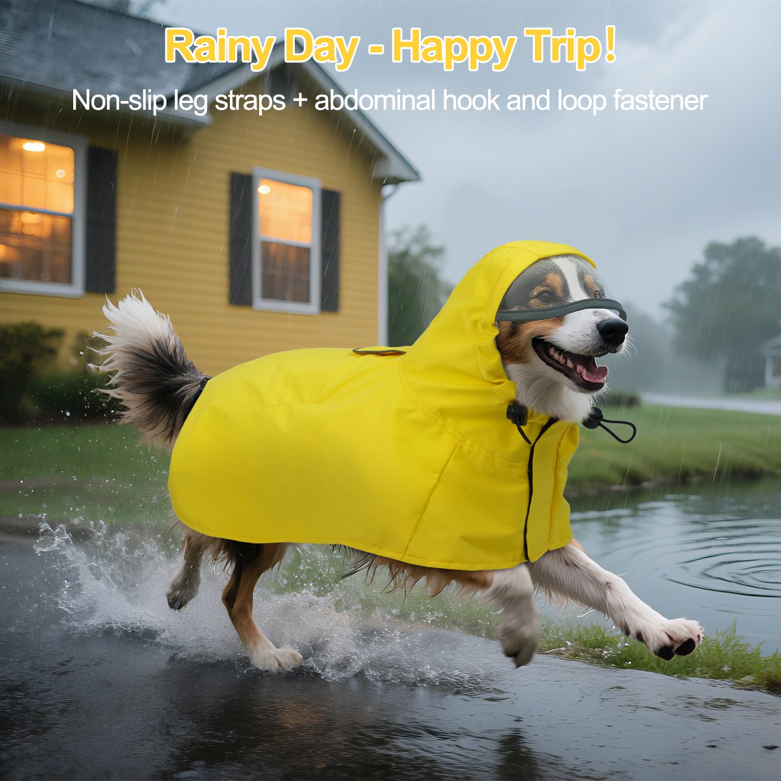 DENTRUN veste pluie chien capuche reglable XXL : ajustement confortable lors des promenades