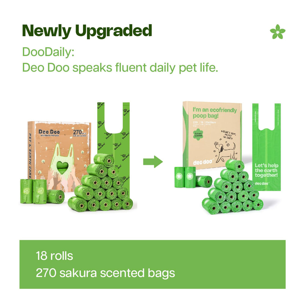 Rouleaux Deo Doo, 18 rouleaux, 270 sacs pour balades quotidiennes.