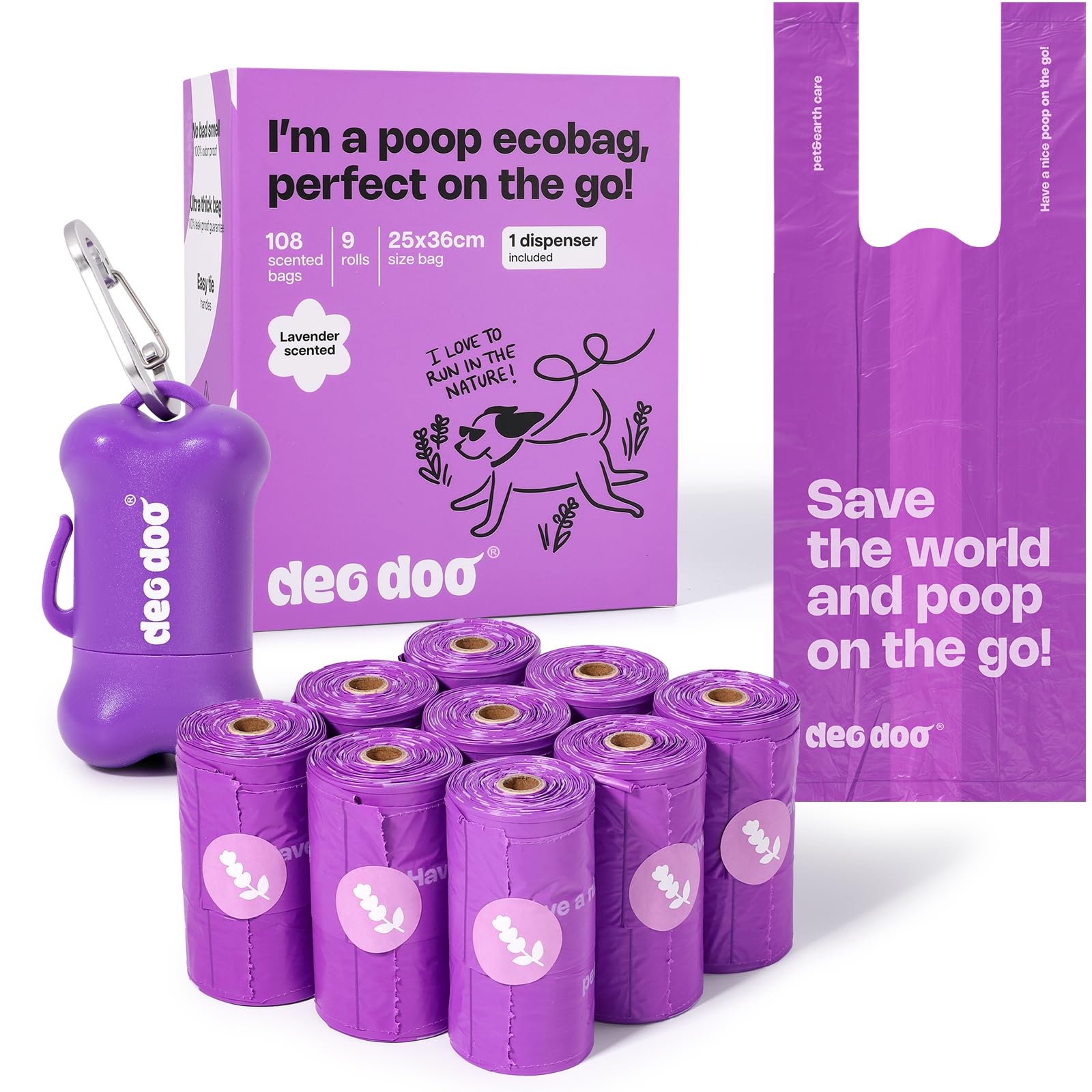Sacs à crottes Deo Doo avec attache pour chien, pratique lors des promenades