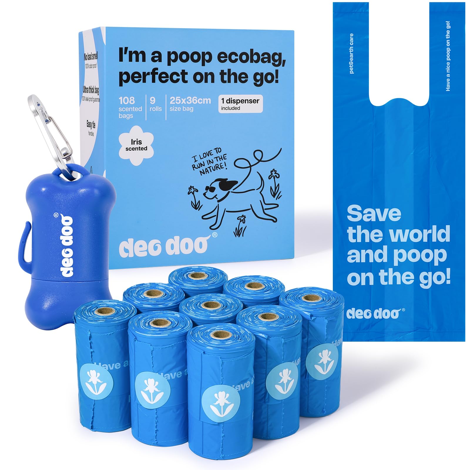 Deo Doo sacs crottes chien avec poignee pour une utilisation propre