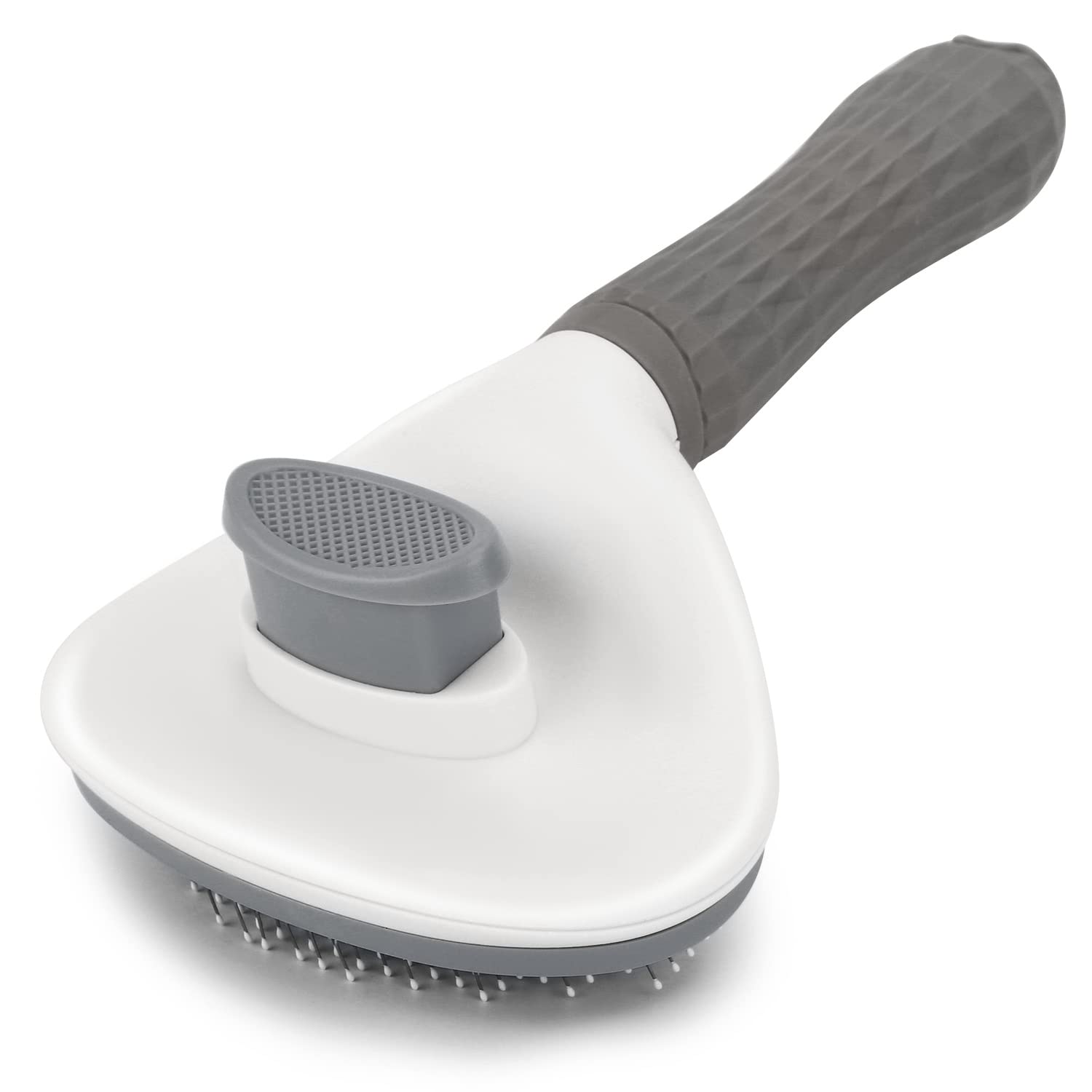 Depets brosse slicker gris montre l'avant/après avec réduction des poils.