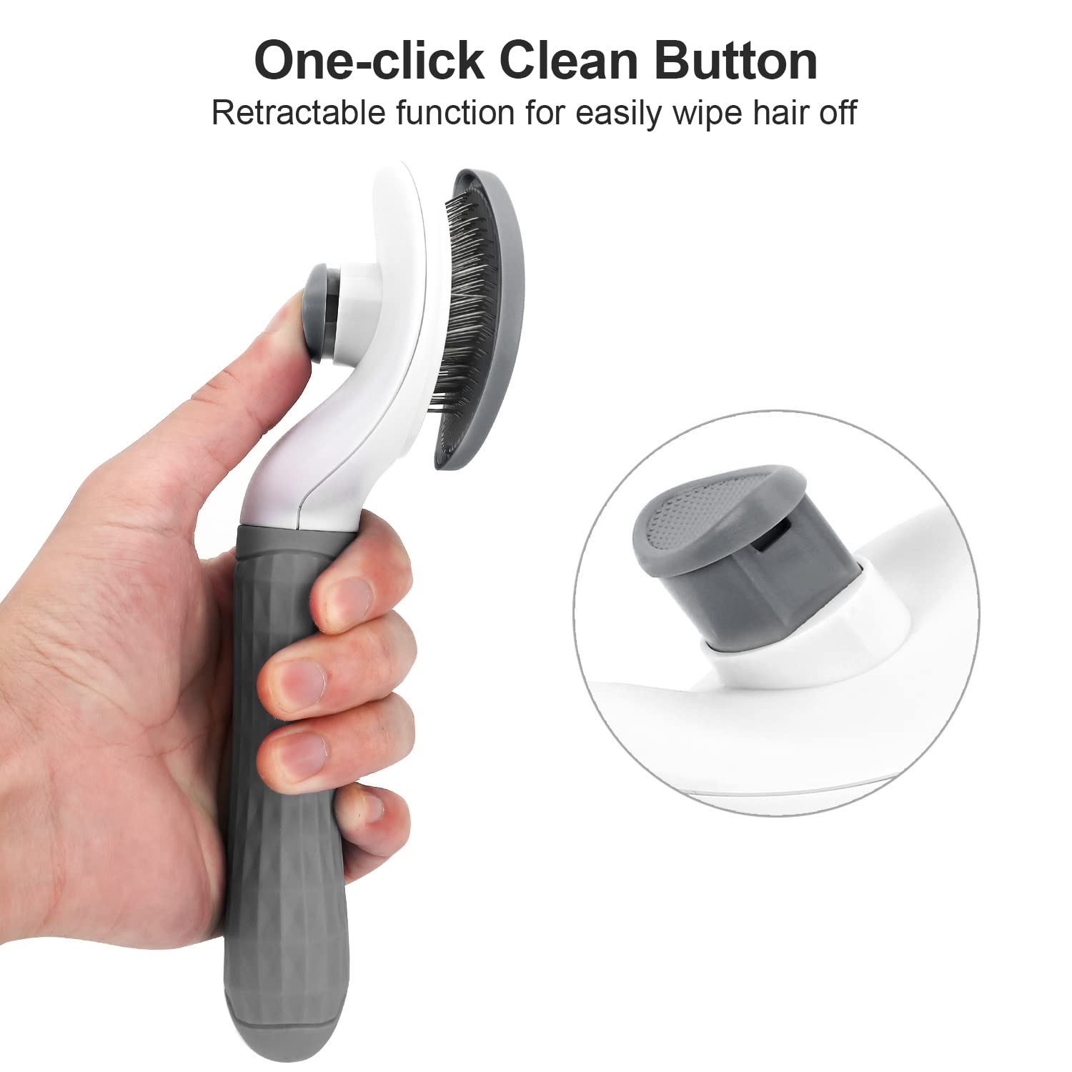 Depets brosse slicker gris avec dents à 60 degrés atteint mieux la peau et stimule la circulation.
