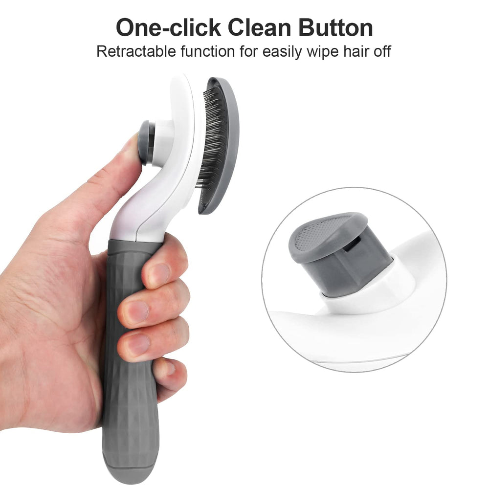 Depets brosse slicker gris avec dents à 60 degrés atteint mieux la peau et stimule la circulation.
