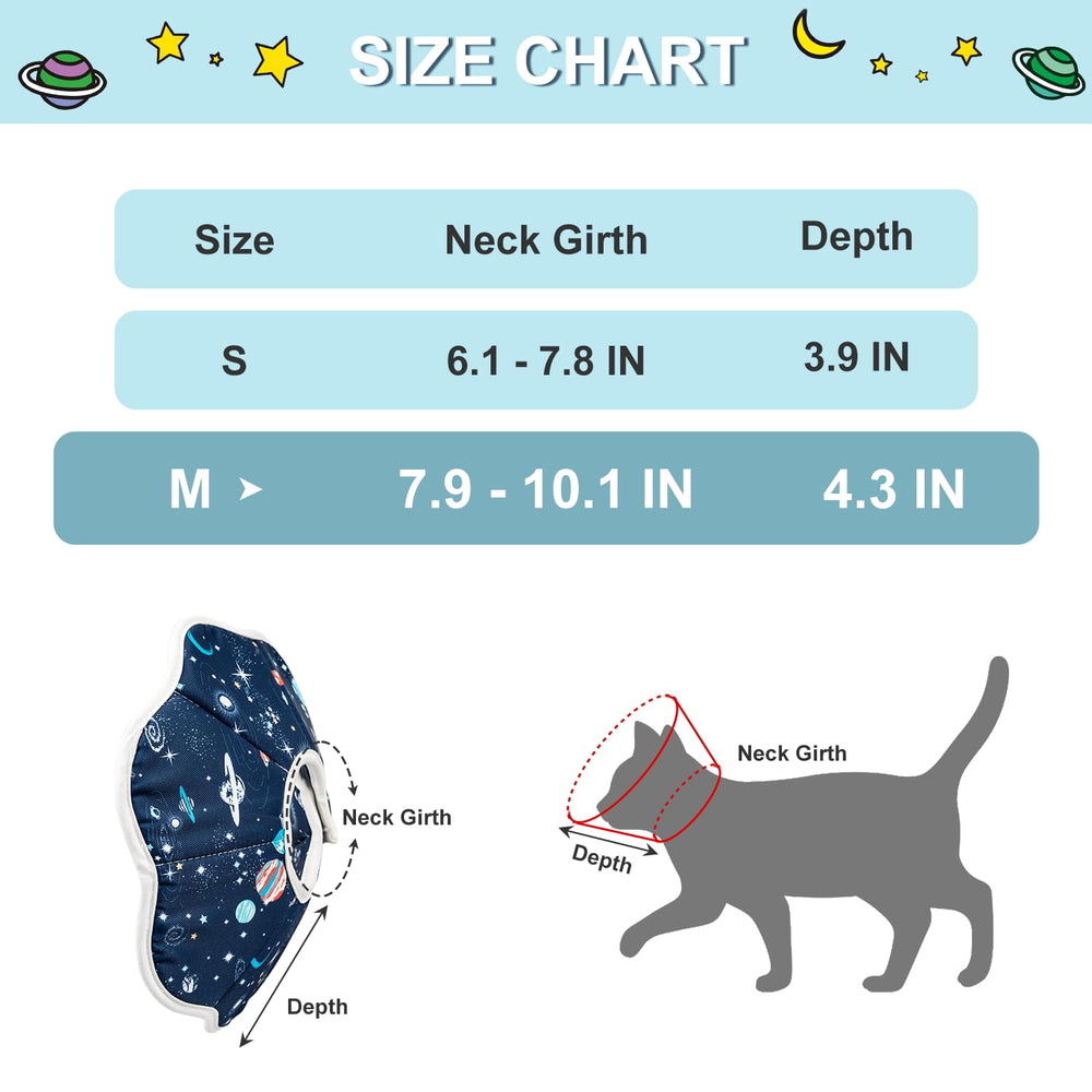 Depets collier-cone chat reglable, s adapte facilement au cou.