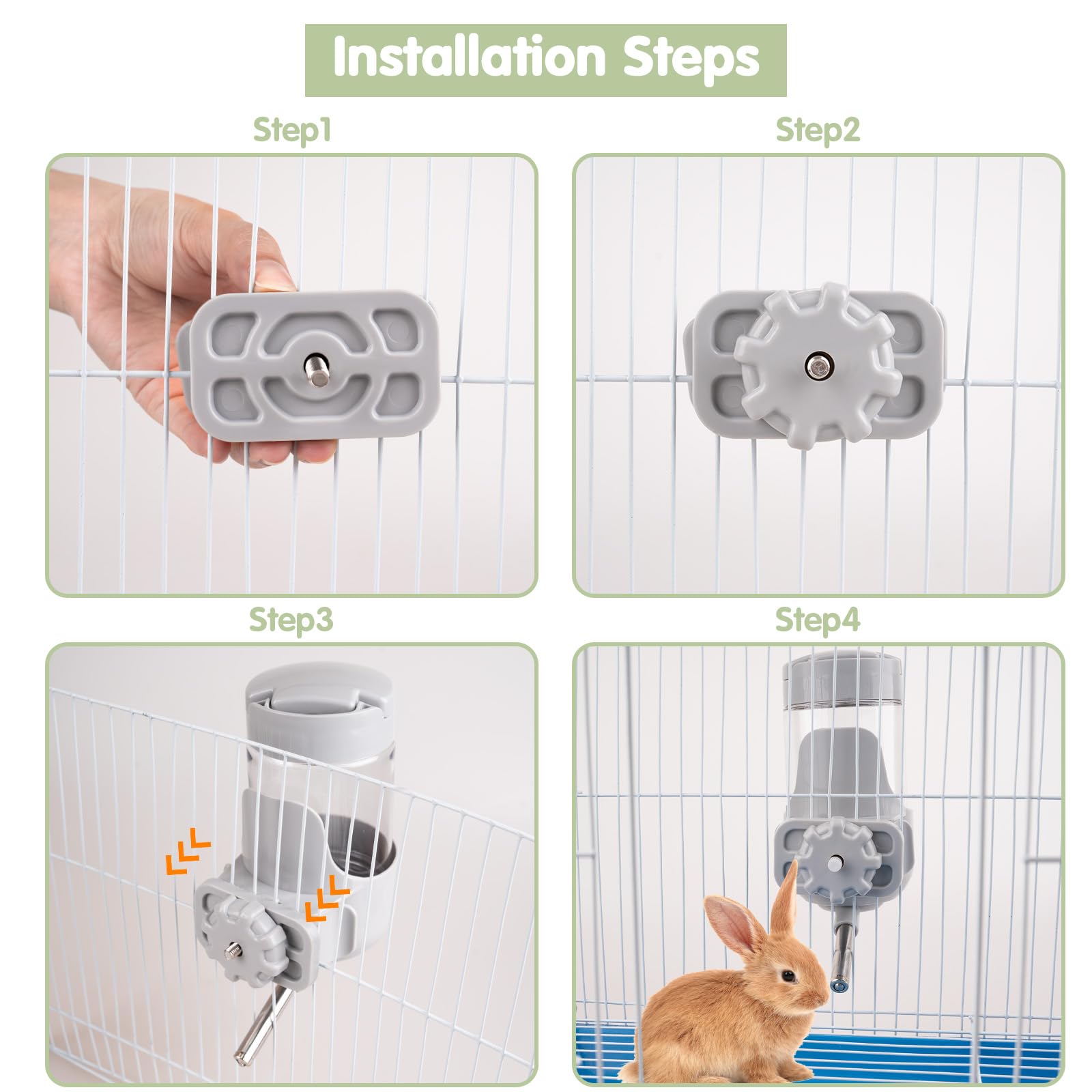 Depets fixation sur cage avec barreaux croisés horizontaux ou verticaux.