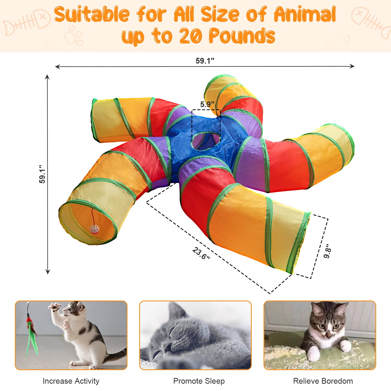 Depets tunnel chat boule de jeu – stimule la poursuite et l'agilité du chat