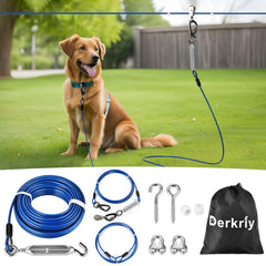 Derkriy câble-attache extérieur chien 75 pieds, liberté sécurisée pour votre chien dans le jardin