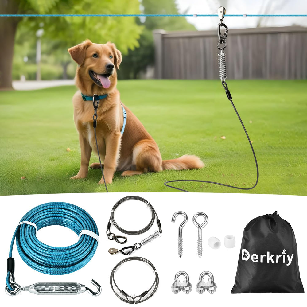 Derkriy câble-chien-150-pieds pour balades sécurisées en extérieur.