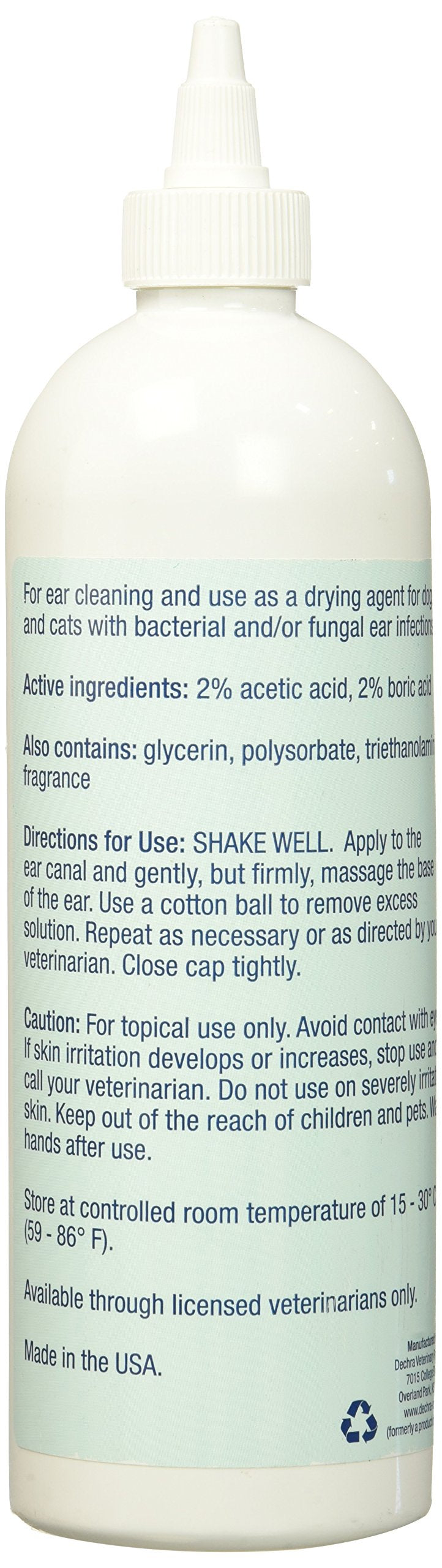 Dermapet MalAcetic Otic AP - flacon utilisé pour le nettoyage des oreilles.