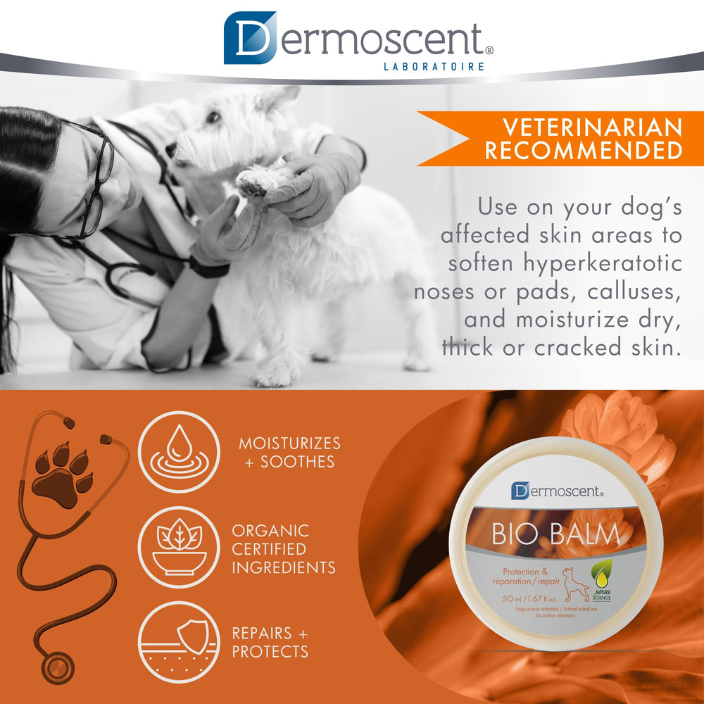 Dermoscent Bio Balm – soin-douceur-pattes: apaise les zones sèches et irritées.