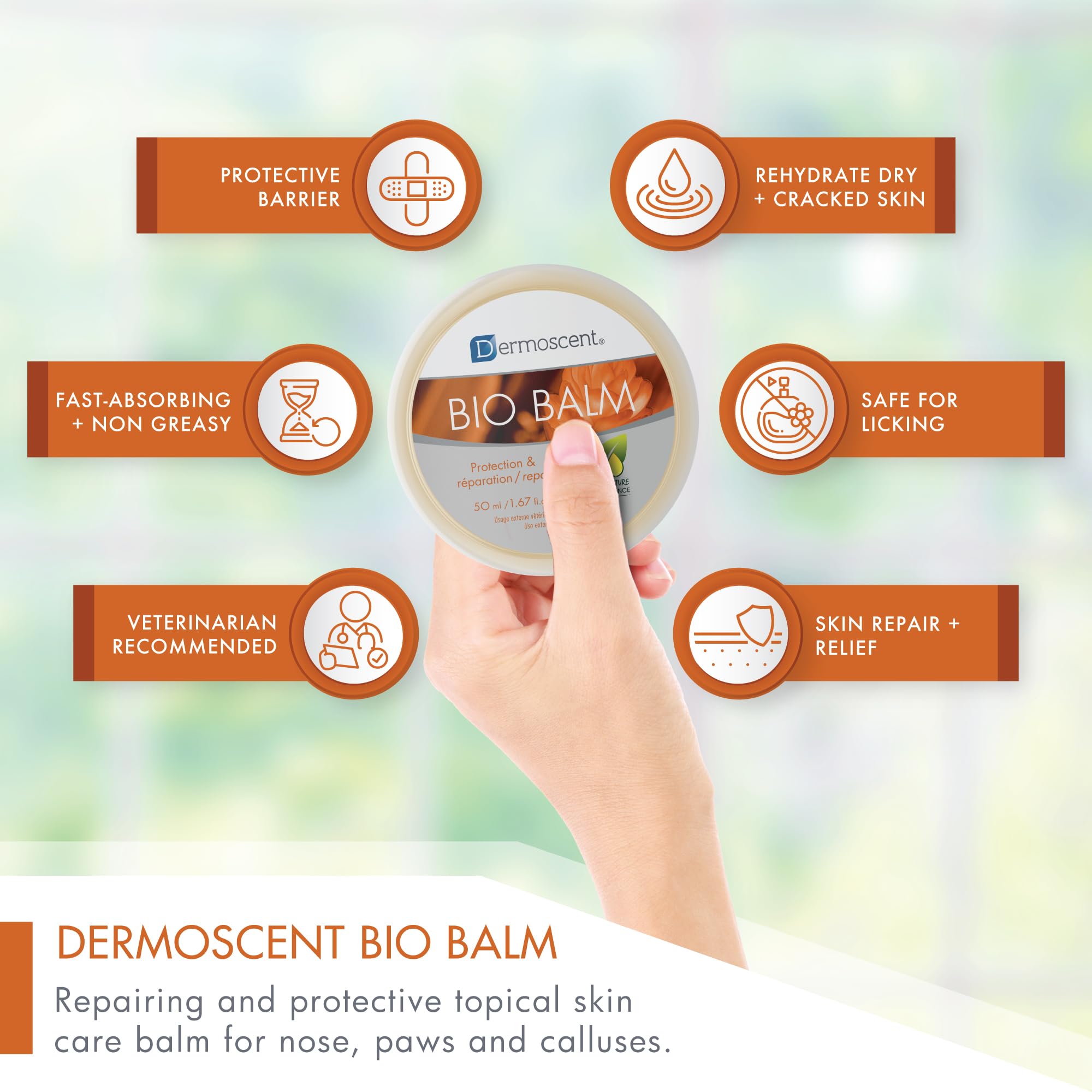 Dermoscent Bio Balm – usage-nocturne: soin du nez et des pattes la nuit.