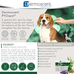 Dermoscent PYOSpot: point d'application assurant une répartition uniforme.