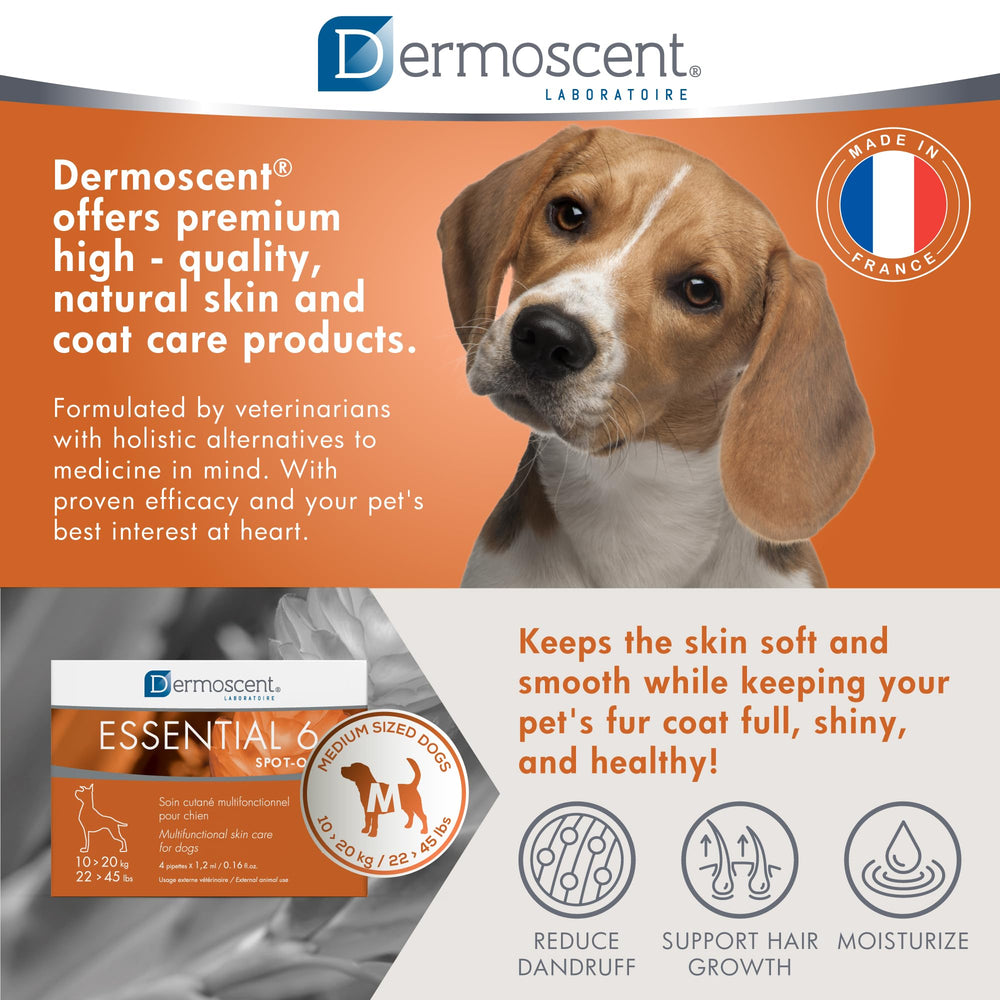 Dermoscent Spot-On: recommandé par les vétérinaires pour peau sèche ou grasse.