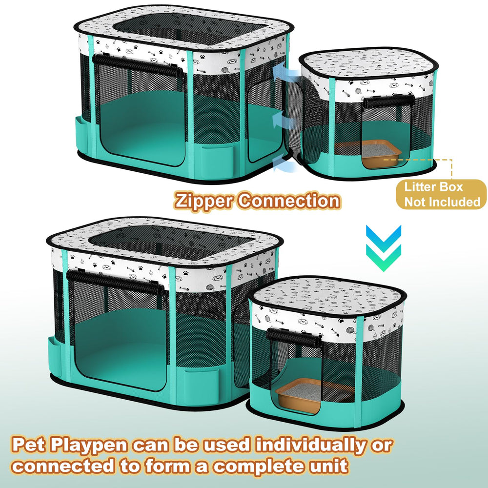 Cage détachable DESELL séparant litière et aire de jeu.