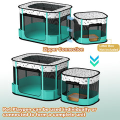 Cage détachable DESELL séparant litière et aire de jeu.