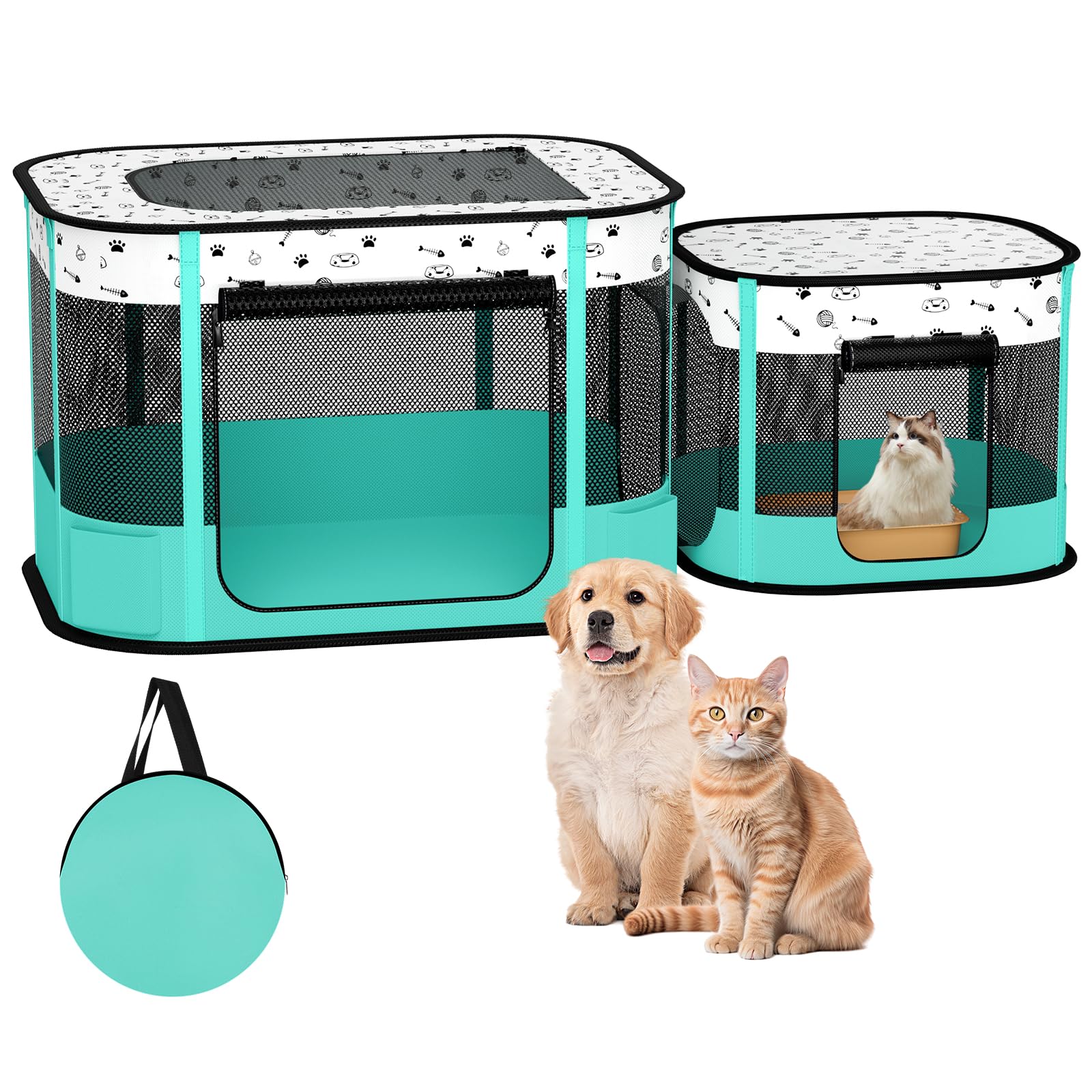 DESELL parc de jeu pour chats avec 8 arceaux, stabilité fiable.