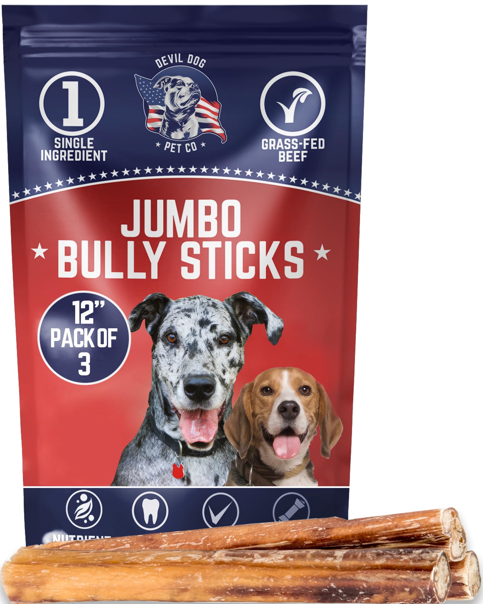 Devil Dog batons jumbo 12 po pack3, idéal pour grands chiens.