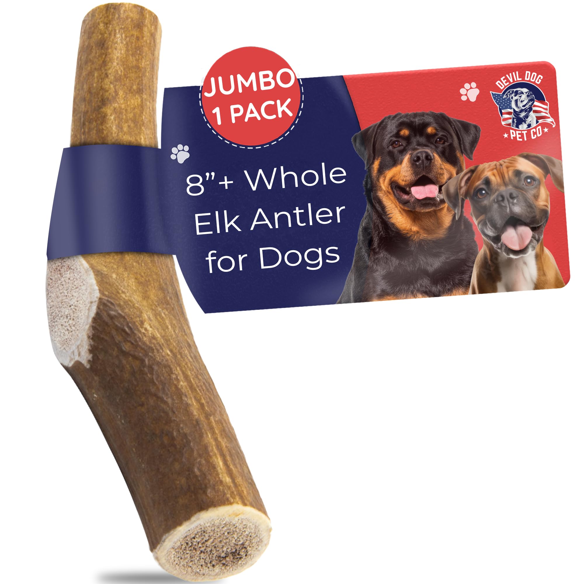 Devil Dog Pet Co corne d’élan jumbo pour mâcher durable et naturel.