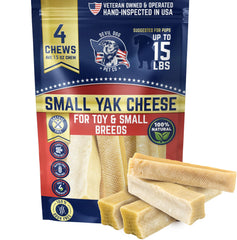 Devil Dog Pet Co friandises au yak pour petits chiens, pack de 4 pour une distraction durable.