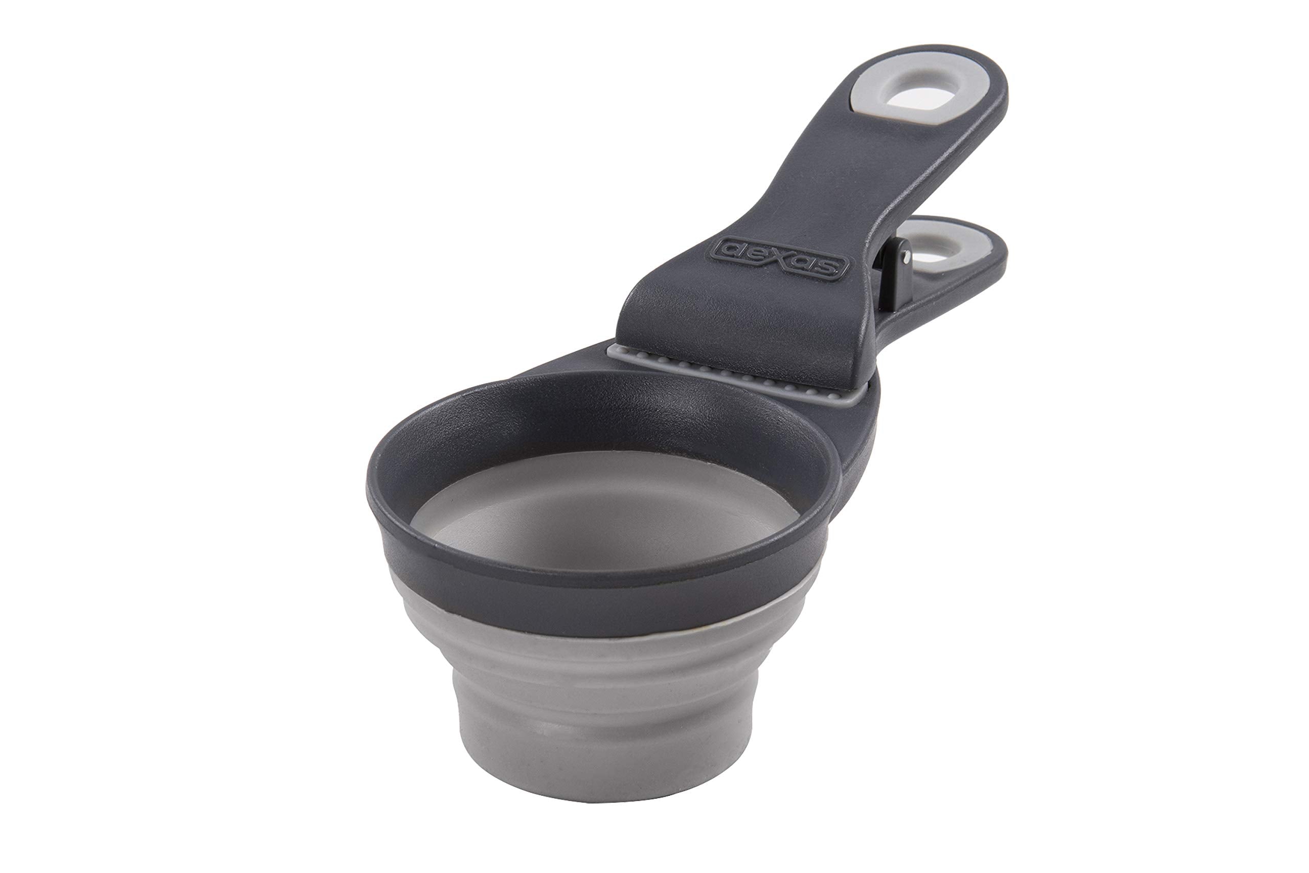 Dexas KlipScoop, ouverture et pliage faciles pour rangement compact.