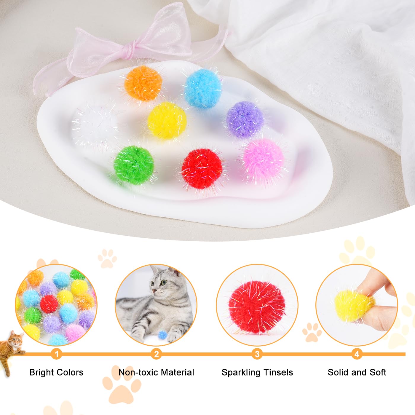DF DUALFERV boules pom-pom chat douces et sûres pour jeux interactifs.