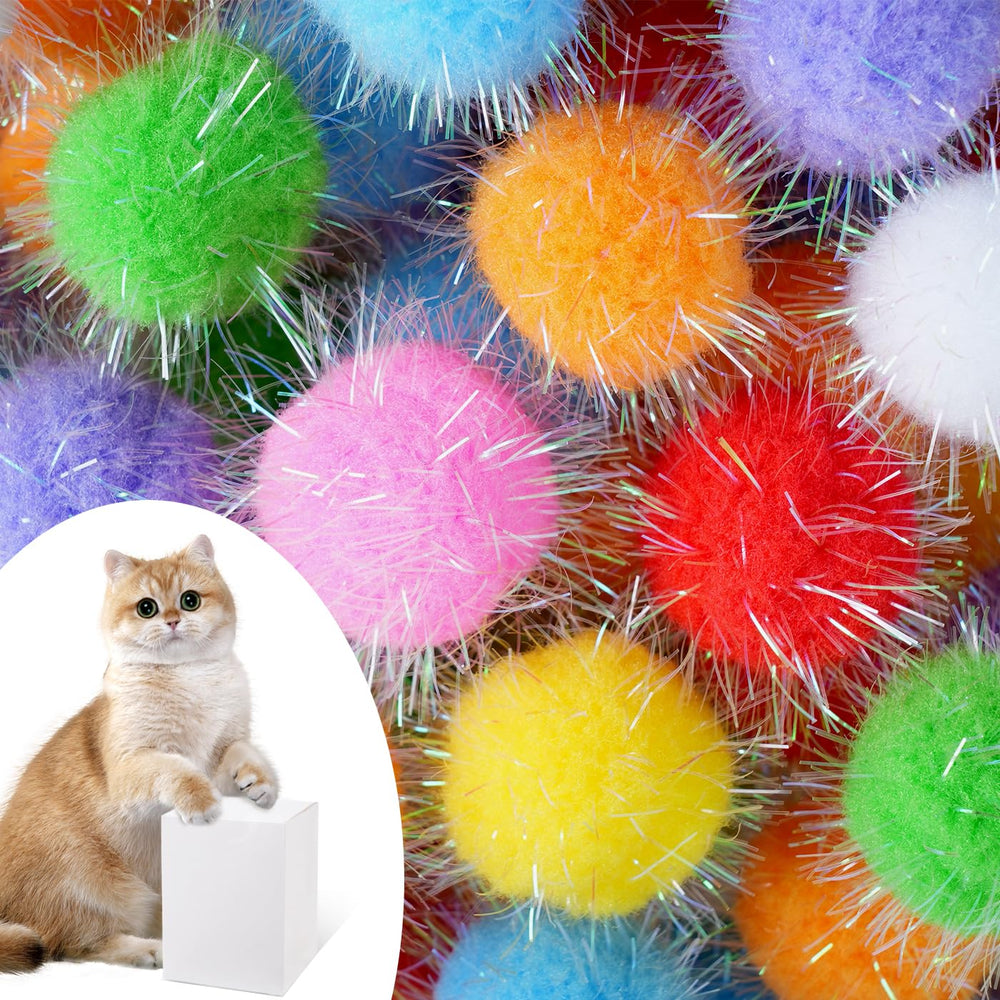 DF DUALFERV boules pom-pom chat éclatantes pour stimulation ludique.