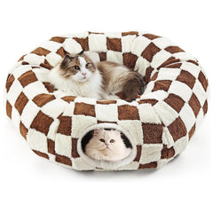 Tunnel chat DFENGDF avec donut douillet en sherpa pour repos cocooning.