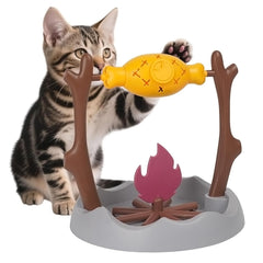 DFQ chat-distributeur-lent-barbecue-feu-de-camp : stimulation mentale lors des repas