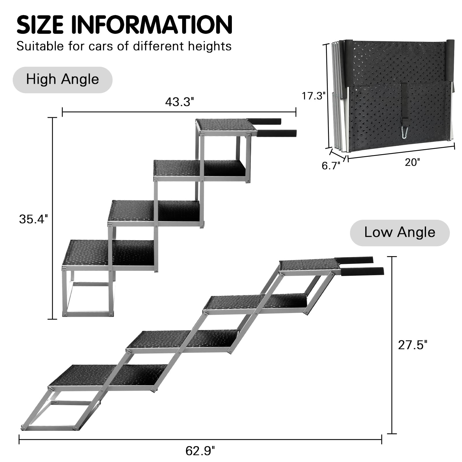 Rampe DGSL pliable 4 marches, rangement facile dans le coffre.