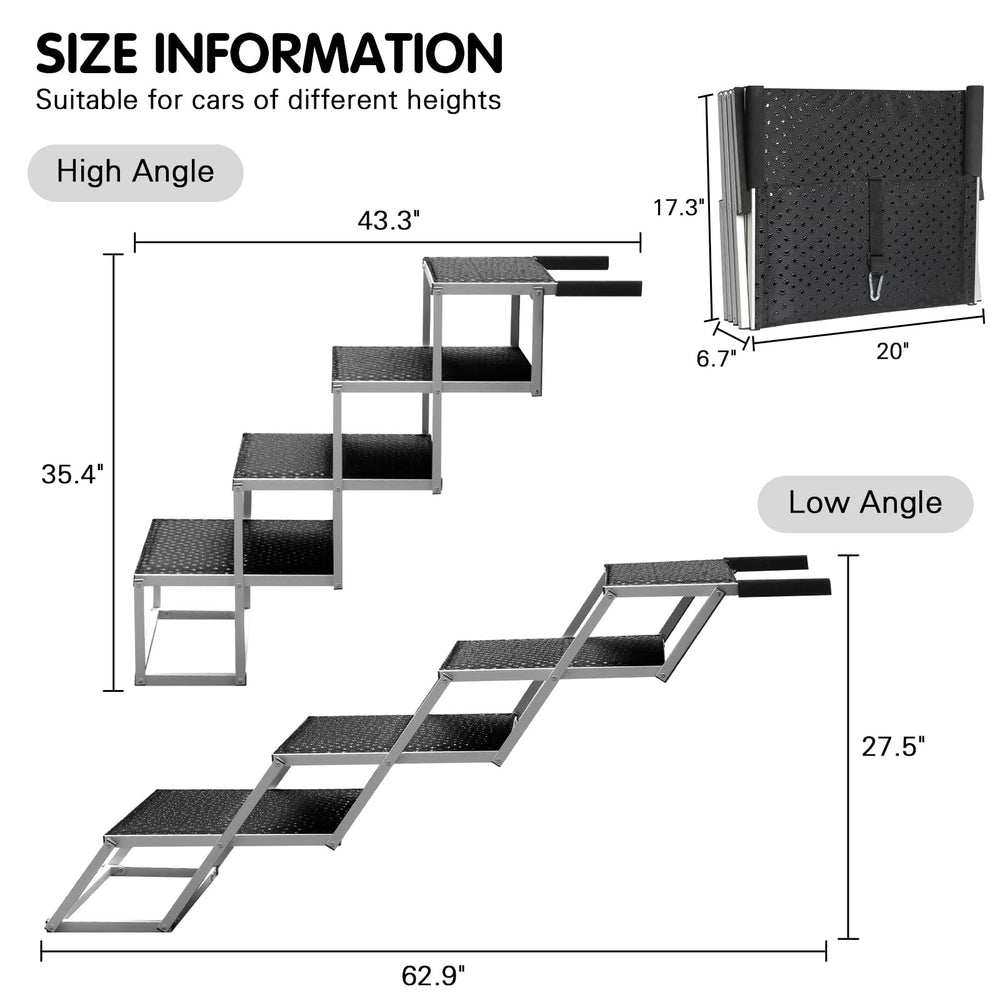 Rampe DGSL pliable 4 marches, rangement facile dans le coffre.