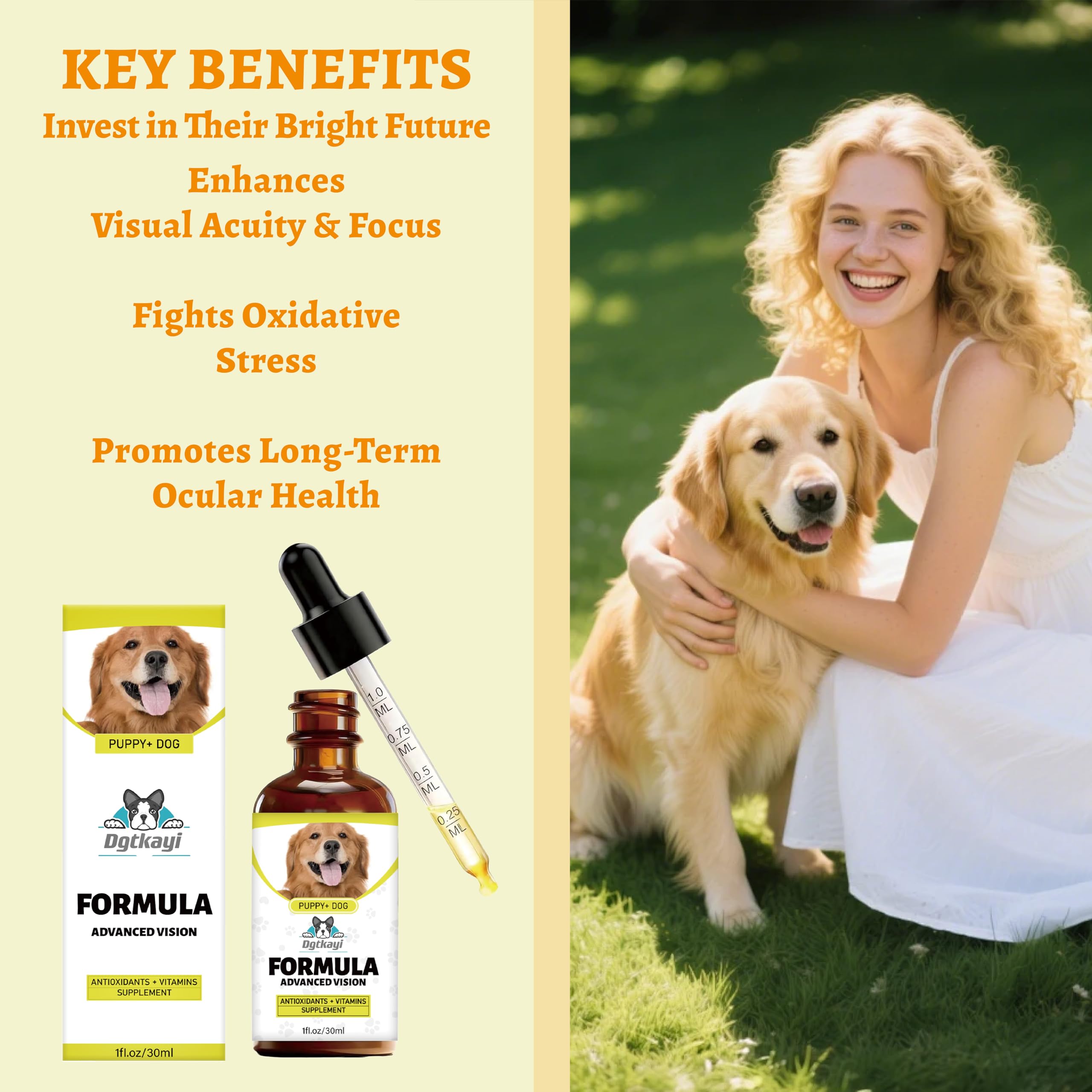 Gouttes sublinguales Dgtkayi pour chiens, absorption élevée et utilisation facile.