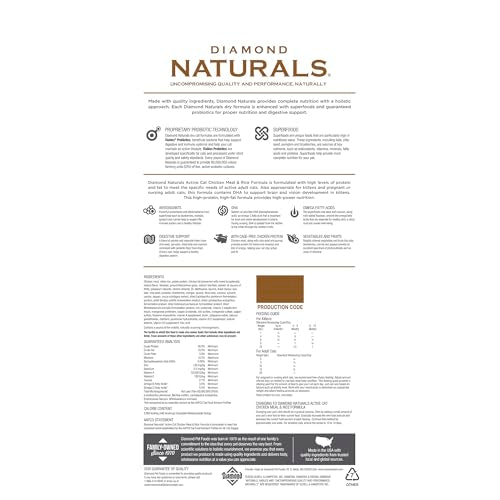 Diamond Naturals Active Cat, super-aliments fruits (bleuets et oranges) pour vitamines