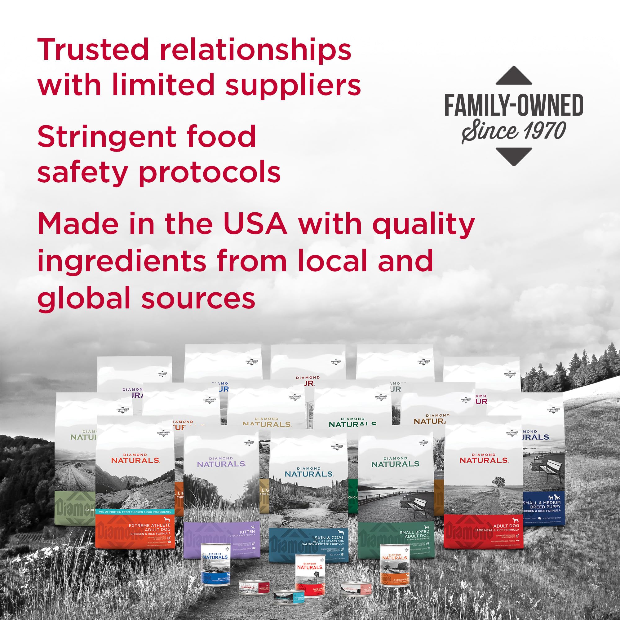 Diamond Naturals Chat Intérieur: ingrédients de qualité provenant des États-Unis pour la sécurité alimentaire.